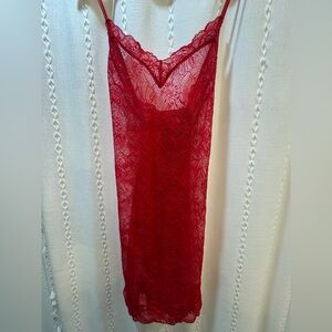 Victoria’s Secret Red Lace Slip Chemise Nightgown Lingerie Size L